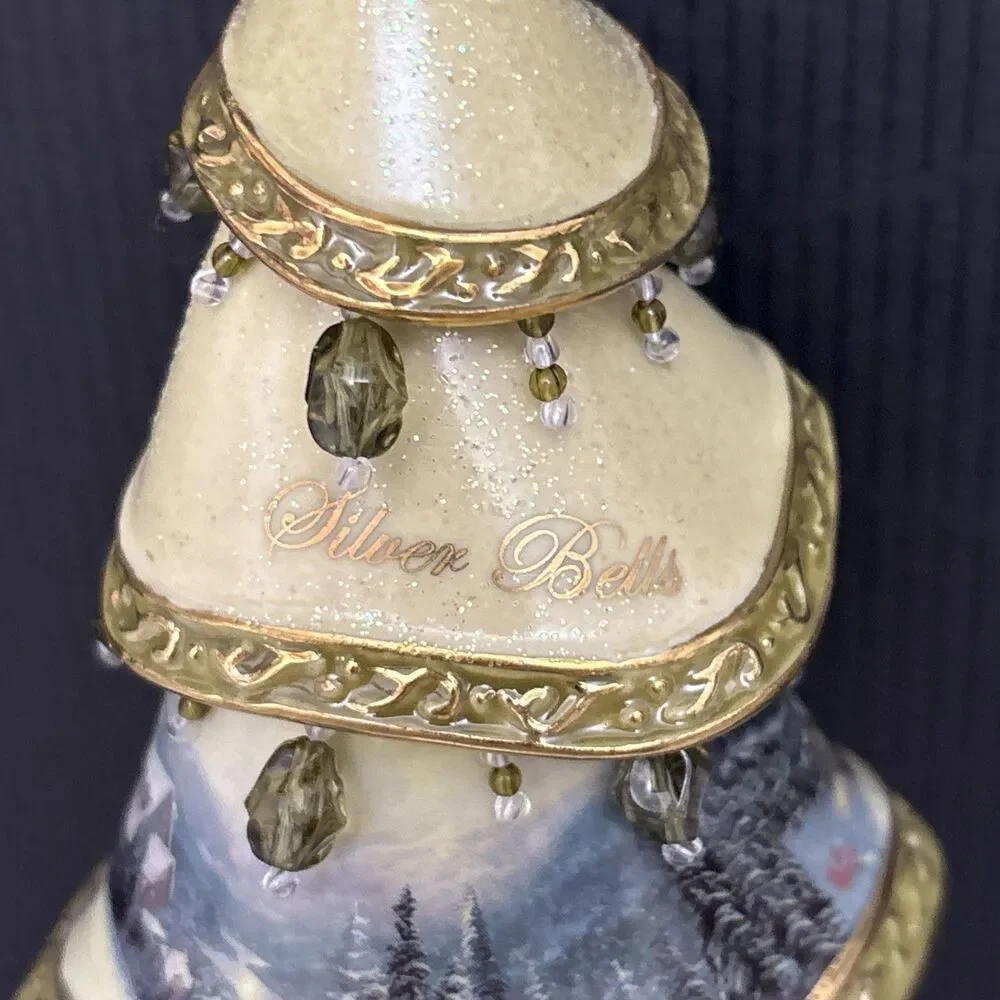 Thomas Kinkade Classic Ornaments, Decorated Christmas Tree, Bells, Night Before